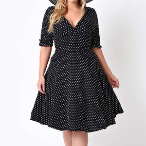 Black & White Dot Delores Swing Dress